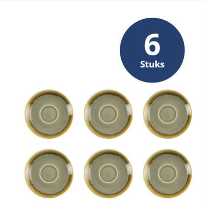 Olympia Kiln Espressoschotel Mosgroen Ø11,5cm ( Set van 6 ) - Schoteltjes voor kopjes van 85ml