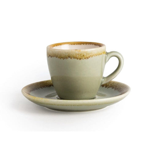 Olympia Kiln Espressoschotel Mosgroen Ø11,5cm ( Set van 6 ) - Schoteltjes voor kopjes van 85ml