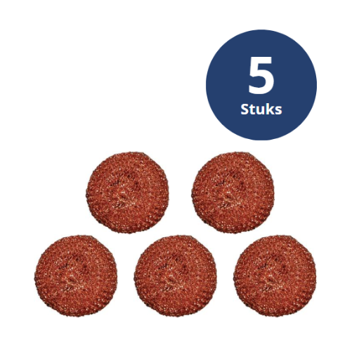 5x koperen, stevige Schuurspons / Pannenspons / Staalspons van Jantex - Ook voor hardnekkig vuil