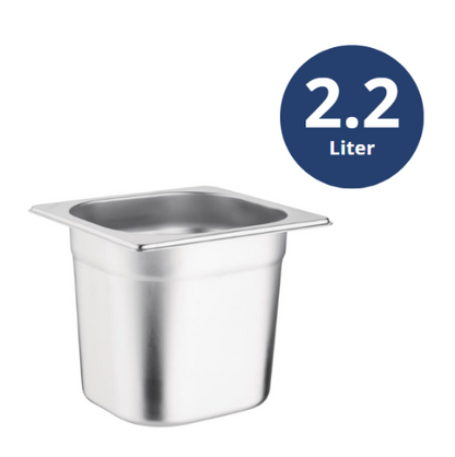 Gastronormbak GN Container 1/6, Vogue, 9L, RVS, 176x162x(H)150mm