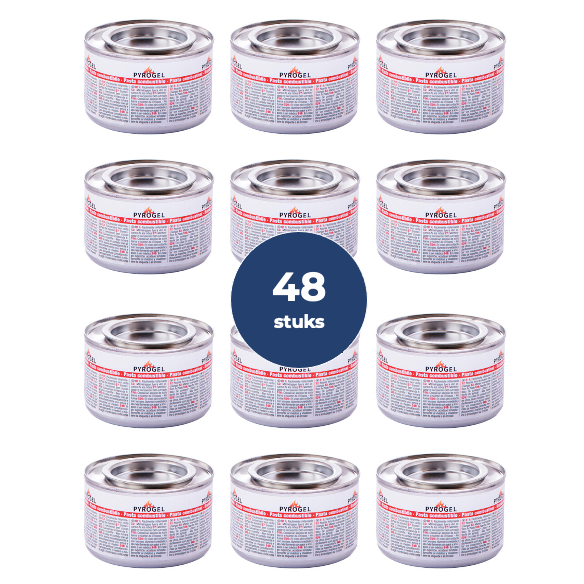 Chafing dish brandpasta blik, PYROGEL, 48 stuks