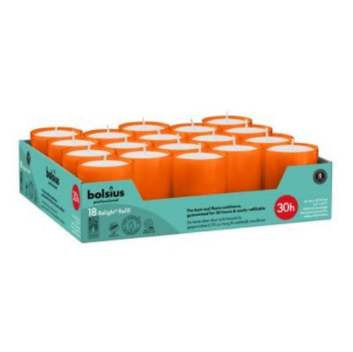 Bolsius Professional Navulling Relight, Oranje, 18 stuks, 30 branduren