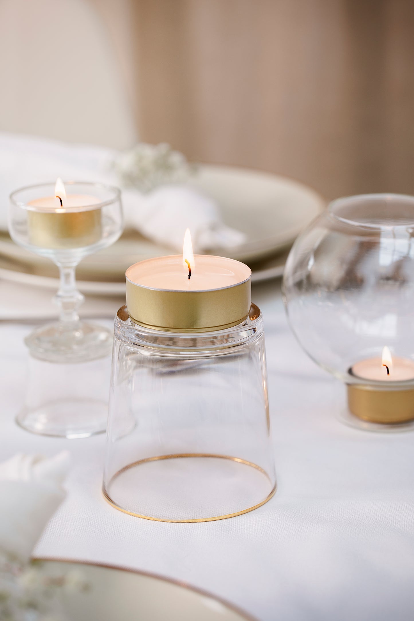 Bolsius Professional, Waxinelichtjes 6 uur, Goud / Wit, 150 stuks