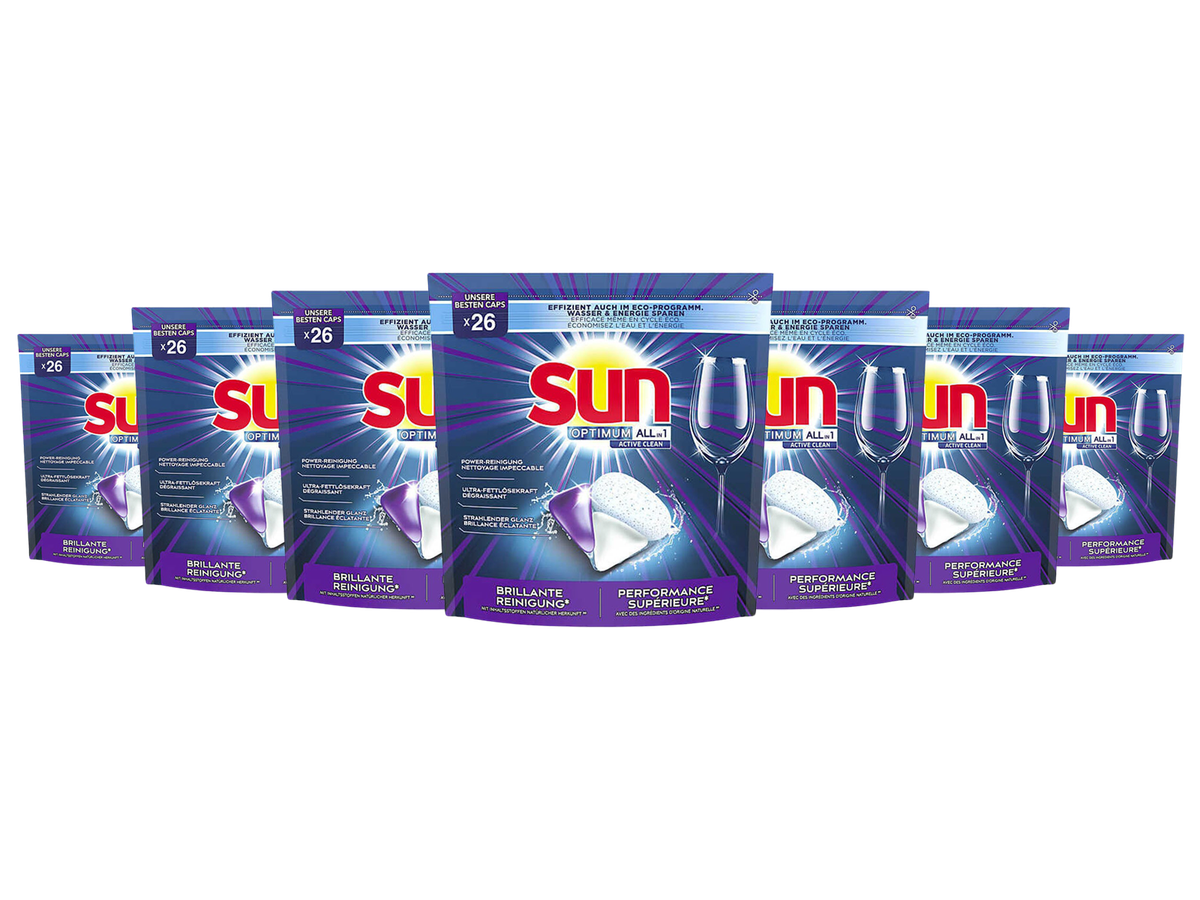 182x SUN Optimum All-in-1 Vaatwastabletten - 7x 26 tabletten