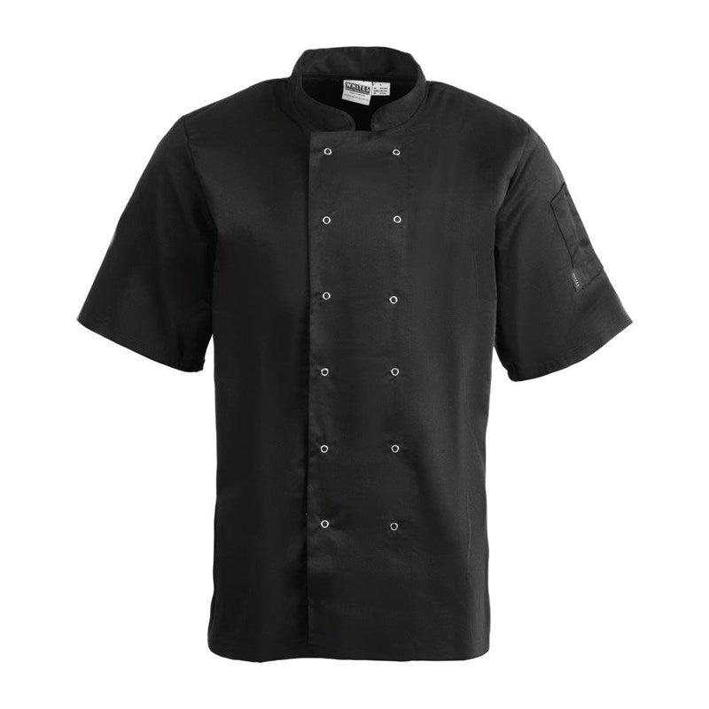 Koksbuis korte mouw Vegas, Whites Chefs Clothing, Zwart, Maat M