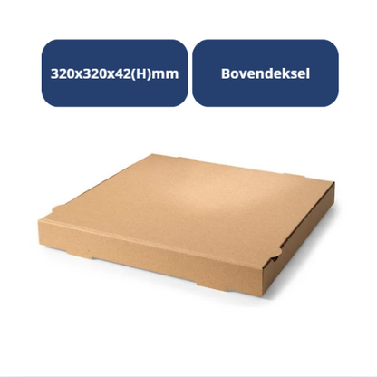 10x Pizzadozen - 32x32x4,2 cm - 10 stuks - kraft / bruin