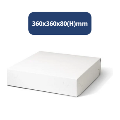 Taartdoos karton 36x36x8 cm, 50 stuks, Wit, BARSA, Zwanenhals gebaksdoos