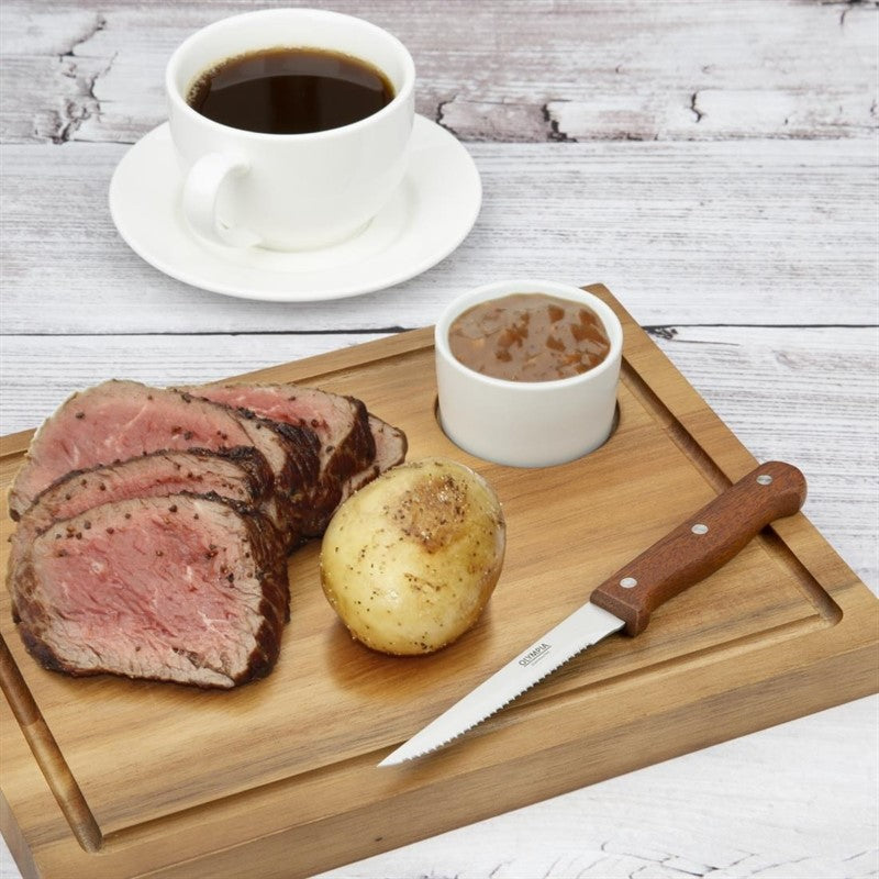 Steakmessen met Scherpe punt - Olympia - BRUIN - 12 stuks