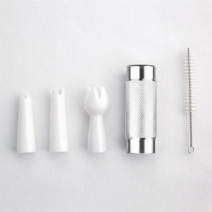 Vogue Slagroomspuit 0.5 Liter, Wit, Met 3 spuitmondjes en reinigingsborstel