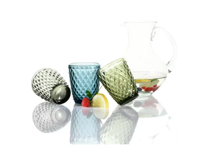 Waterglas Inspire Colors, 6 stuks, Groen, Ruitpatroon
