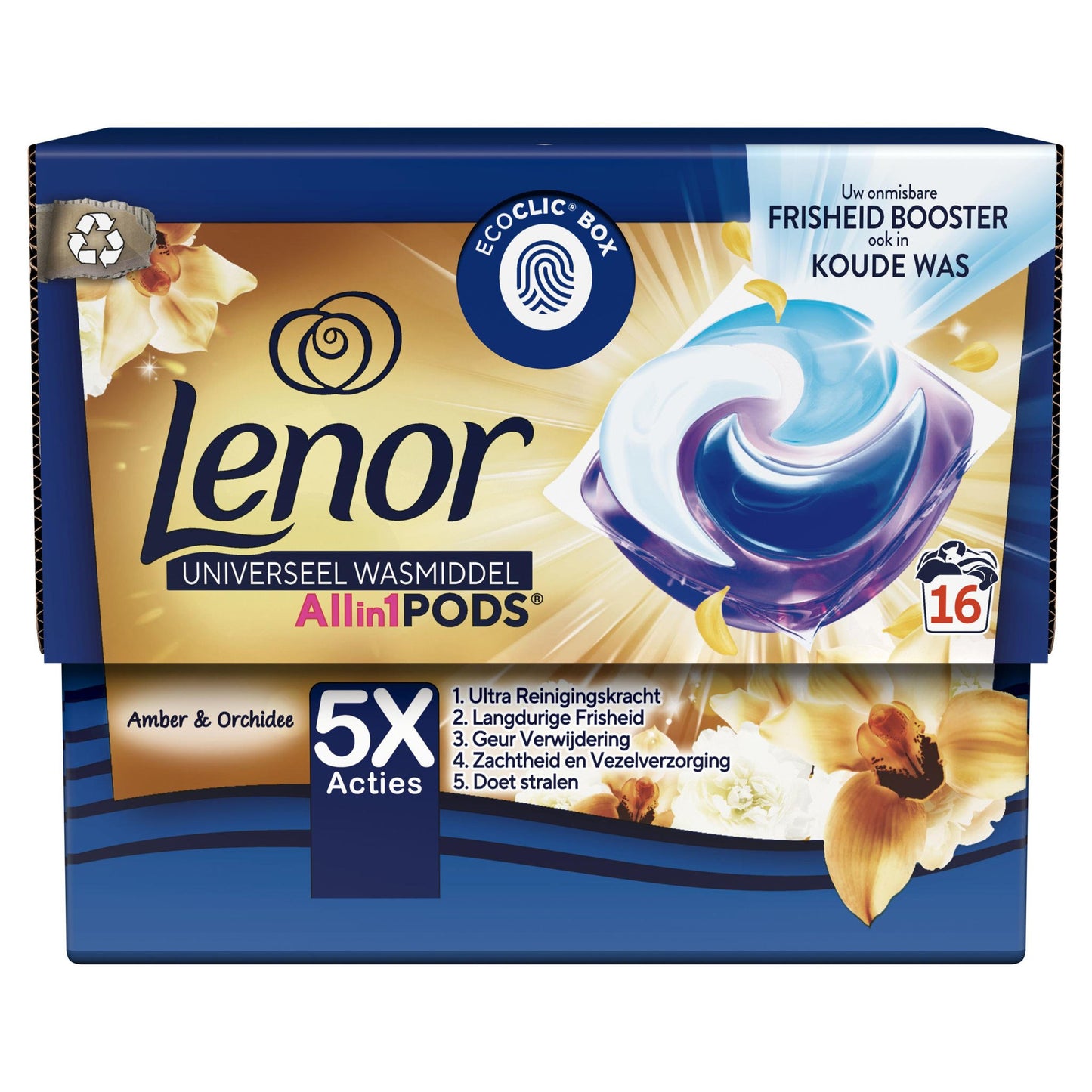 Lenor All in 1 Wasmiddel Pods, Amber & Orchidee, 16 Capsules