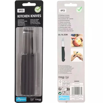 Keukenmesjes 4 stuks, Cuisine Elegance, Zwart