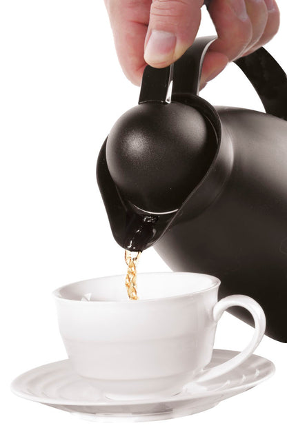 Thermoskan met glazen binnenfles 1L, HENDI, Zwart, ø140x(H)268mm