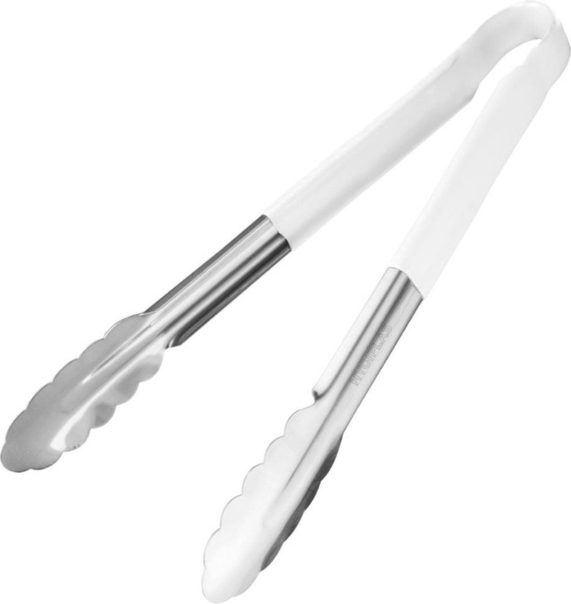 Hygiplas Serveertang / Vleestang - Kleurcode Wit - RVS - 30cm - Gladde vorm tegen bacteriën - horeca bbq tang