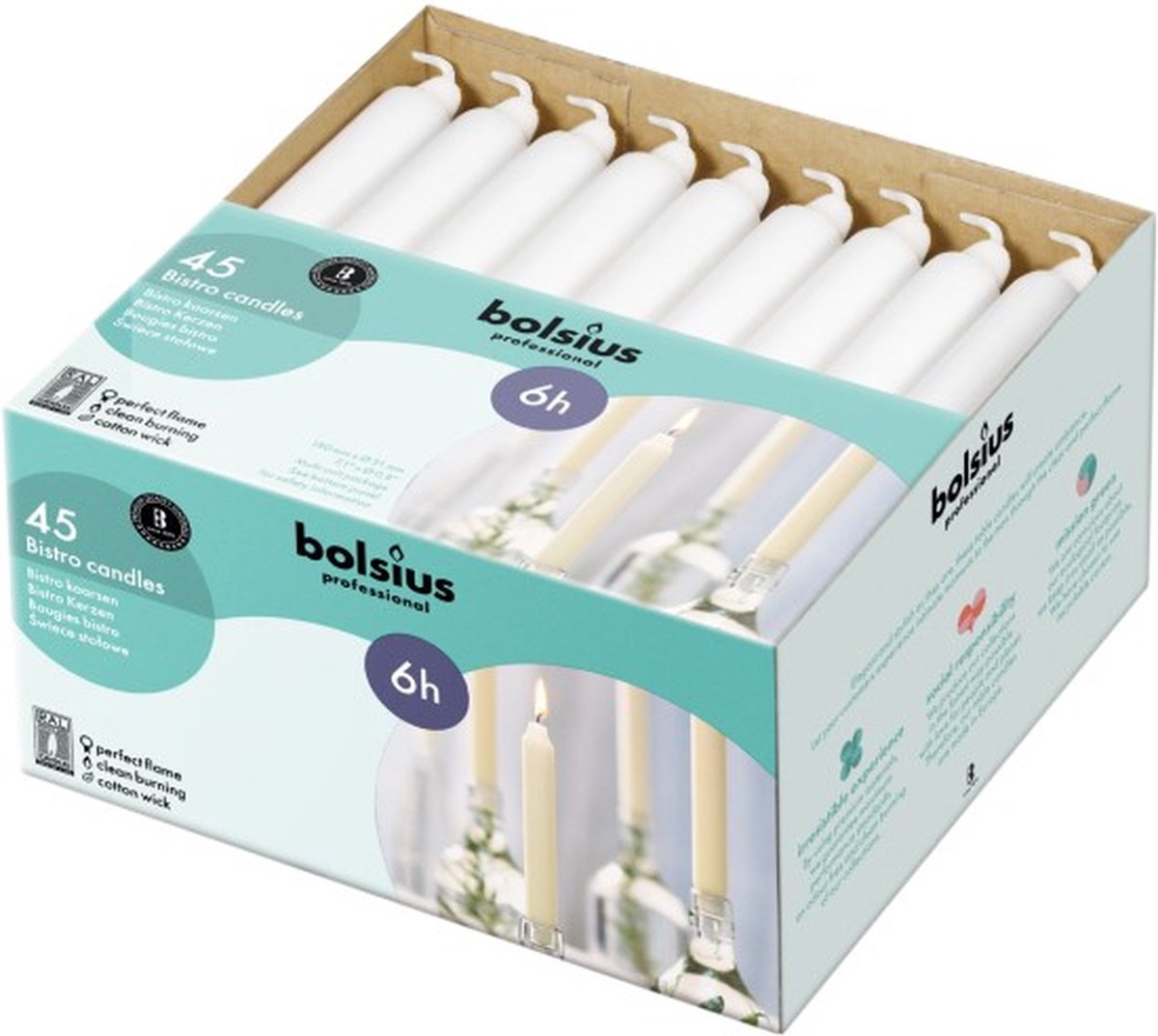 Bolsius Professional - Bistro kaarsen - Wit - 45 stuks