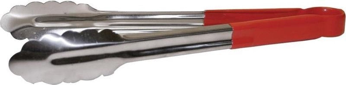 Hygiplas Serveertang / Vleestang - Kleurcode Rood - RVS - 30cm - Gladde vorm tegen bacteriën - horeca bbq tang