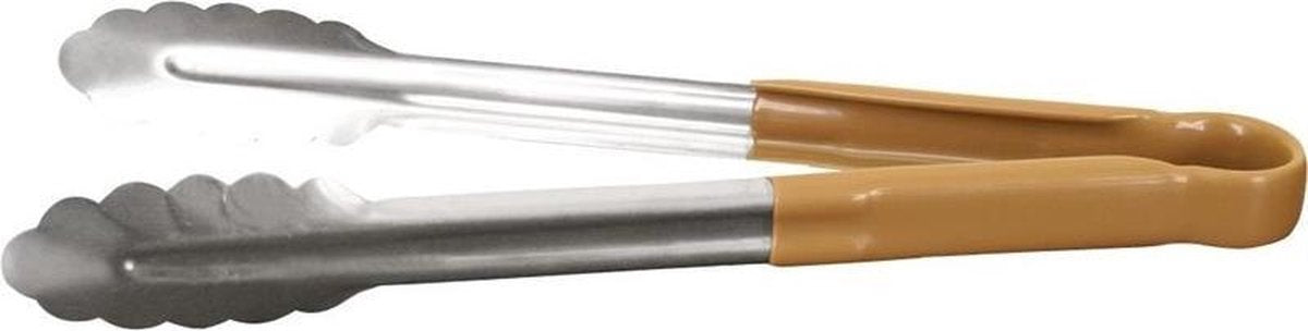 Hygiplas Serveertang / Vleestang - Kleurcode Bruin - RVS - 30cm - Gladde vorm tegen bacteriën - horeca bbq tang