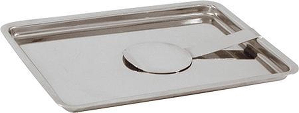 Rekeningschaaltje met Klem - RVS - Rechthoek - 185 x 140mm - Rekening tableau / schaaltje voor horeca