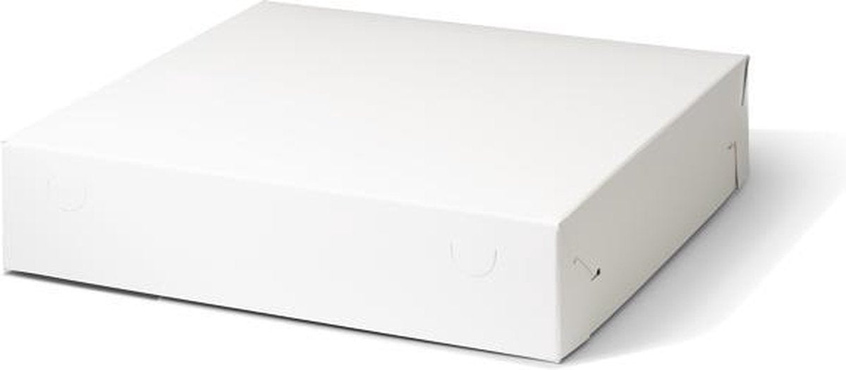Taartdoos karton 40x40x8 cm, 10 stuks, Wit, BARSA, Zwanenhals gebaksdoos