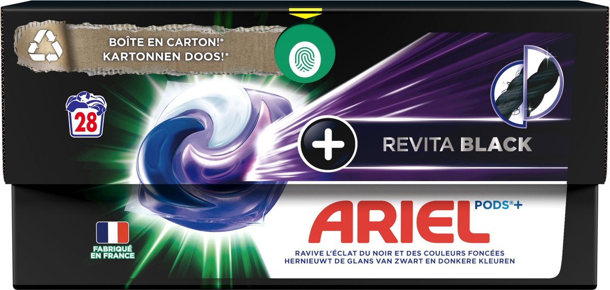 Ariel Wasmiddel Pods + Revitablack - Voor de Zwarte Was - 28 Wasbeurten