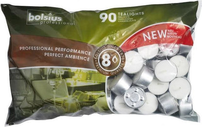 Dinerkaars Theelichten 8 uur zak 90 16/38 Wit