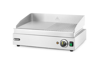 Bakplaat half geribbeld, HENDI, Profi Line, 1/2 glad, 1/2 geribd, 230V/2400W, 550x380x(H)240mm