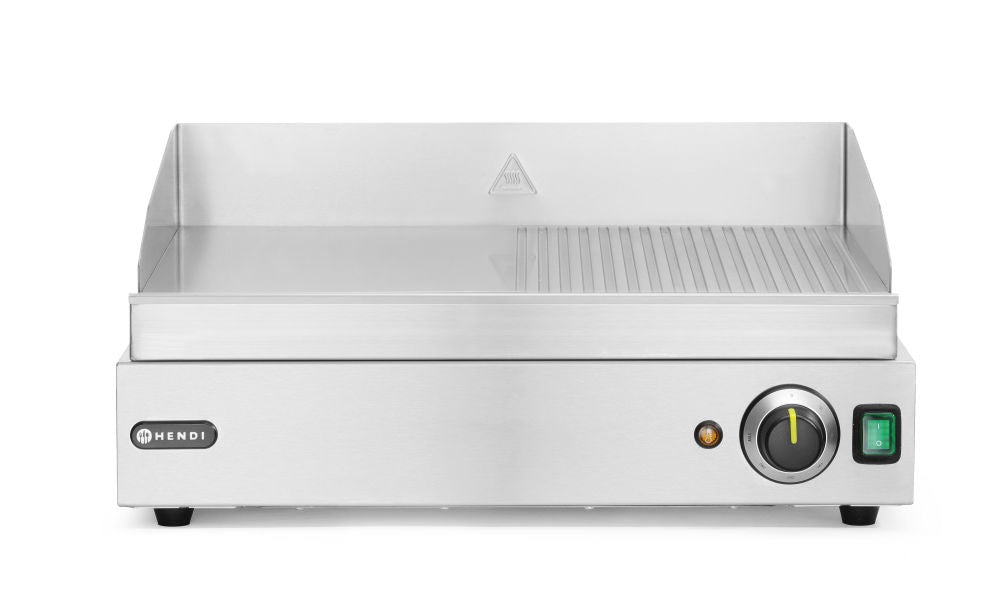 Bakplaat half geribbeld, HENDI, Profi Line, 1/2 glad, 1/2 geribd, 230V/2400W, 550x380x(H)240mm