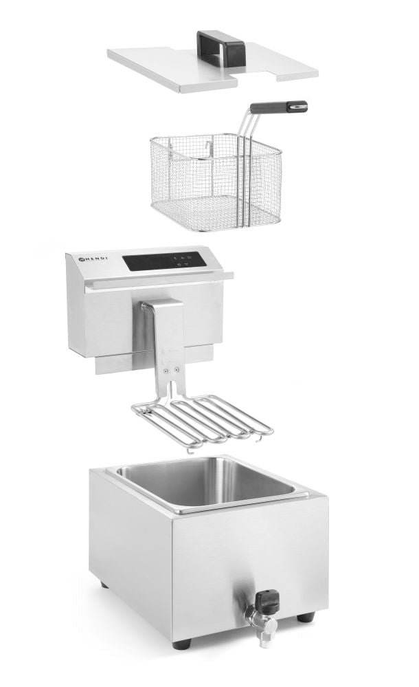 Frituurpan Horeca met aftapkraan digitaal - 8 liter, HENDI, Profi Line, 230V/3500W, 300x515x(H)345mm