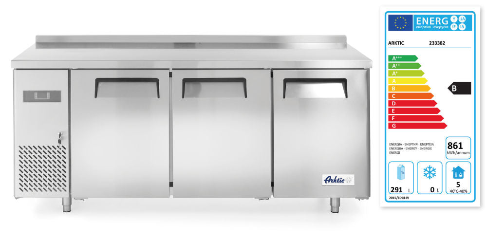 Koelwerkbank met 3 deuren Kitchen Line 390L, Arktic, Kitchen Line, 291L, 230V/270W, 1800x600x(H)850mm
