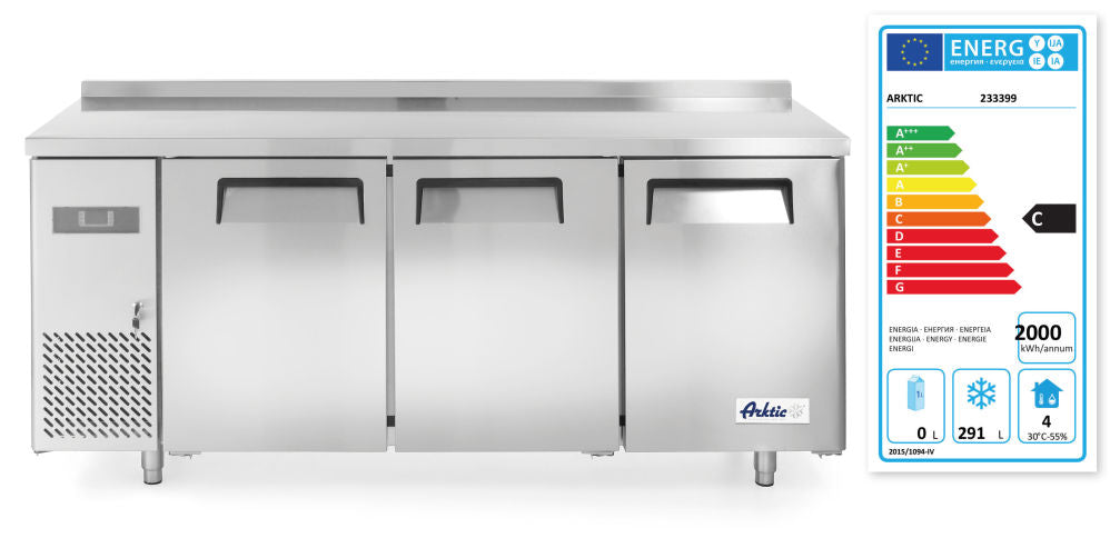 Vrieswerkbank met 3 deuren Kitchen Line 390L, Arktic, Kitchen Line, 291L, 230V/550W, 1800x600x(H)800mm
