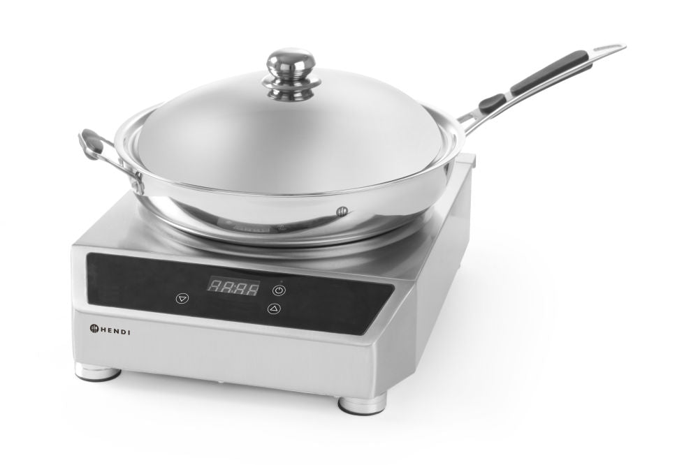 Inductiewok model 3500, HENDI, Profi Line, Set met pan, 230V/3500W, 340x450x(H)mm