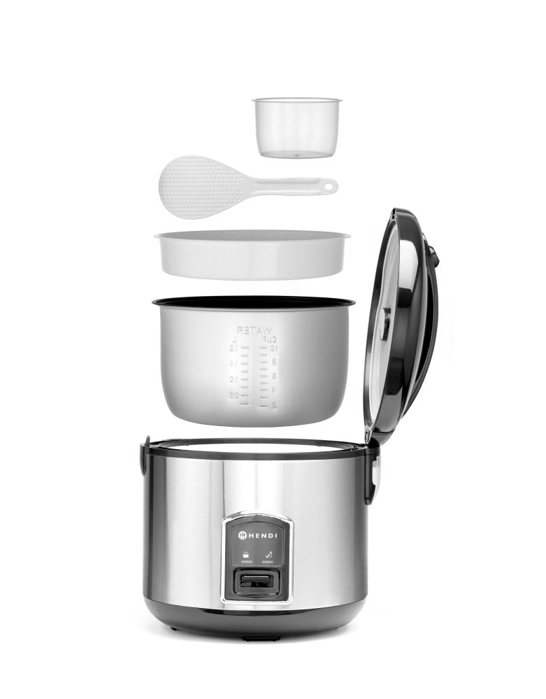 Rijstkoker met stoomfunctie, HENDI, Profi Line, 1,8L, 230V/700W, ø280x(H)285mm