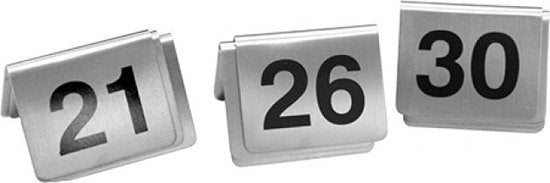 Tafelnummers set 21-30 - RVS bordjes met tafelnummers 21 t/m 30