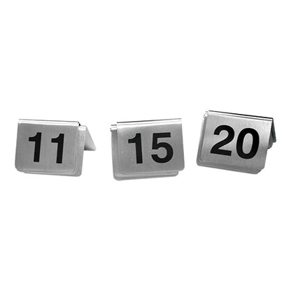 Tafelnummers set 11-20 - RVS bordjes met tafelnummers 11 t/m 20