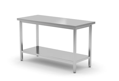 Centrale werktafel zware uitvoering met plank, 700 mm diep, HENDI, Kitchen Line, 1600x700x(H)850mm