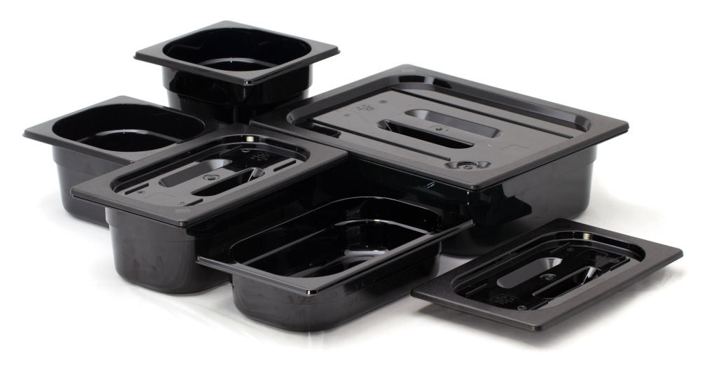 Gastronormbak GN 1/2 zwart polycarbonaat, HENDI, Profi Line, GN 1/2, 4L, Zwart, 325x265x(H)65mm