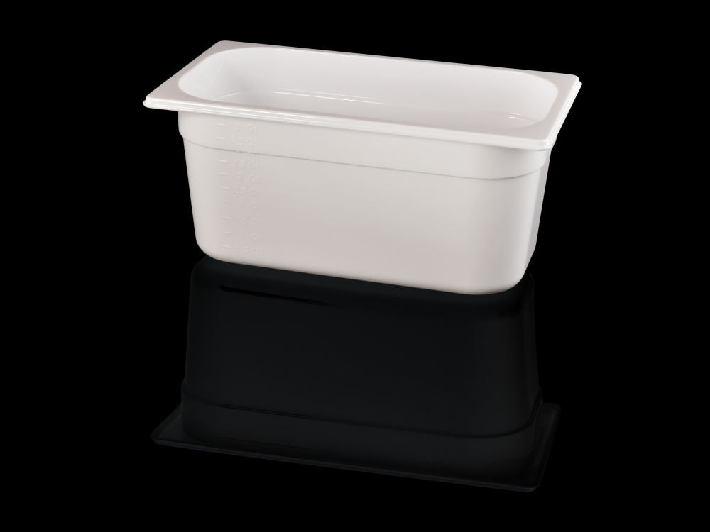 Gastronormbak GN 1/3 wit polycarbonaat, HENDI, GN 1/3, 2,5L, Wit, 325x176x(H)65mm