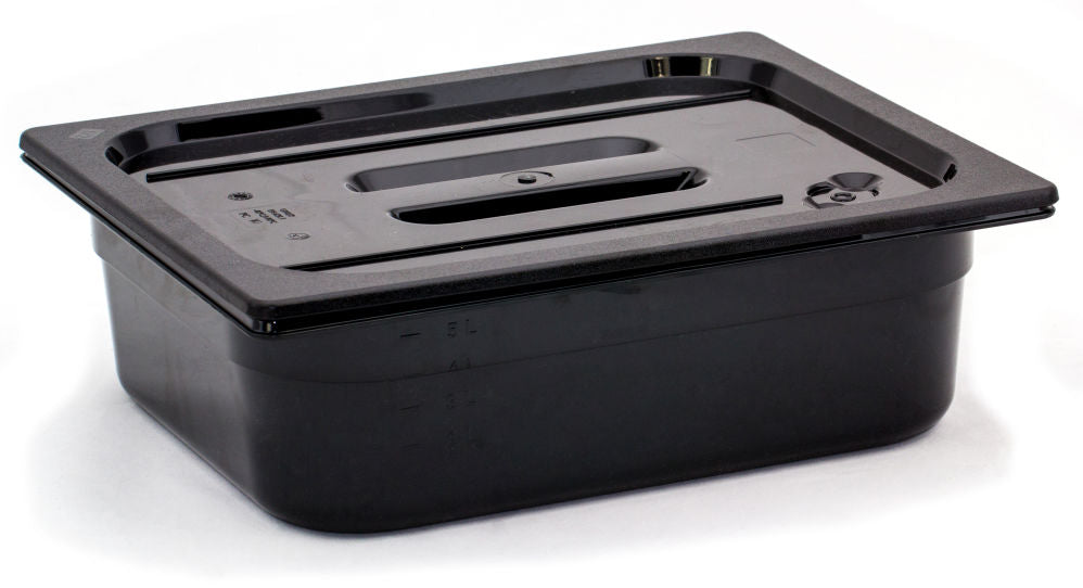 Deksel voor GN containers zwart polycarbonaat, HENDI, GN 1/6, Zwart, 176x162mm