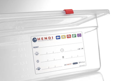 Voorraadbak HACCP GN 1/2, HENDI, GN 1/2, 6,5L, Transparant, 325x265x(H)100mm