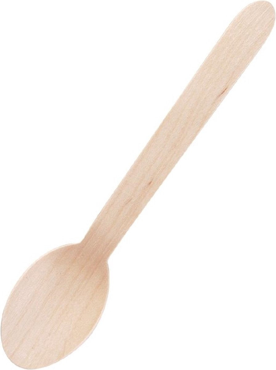 Plastico houten bestek dessertlepel 17cm