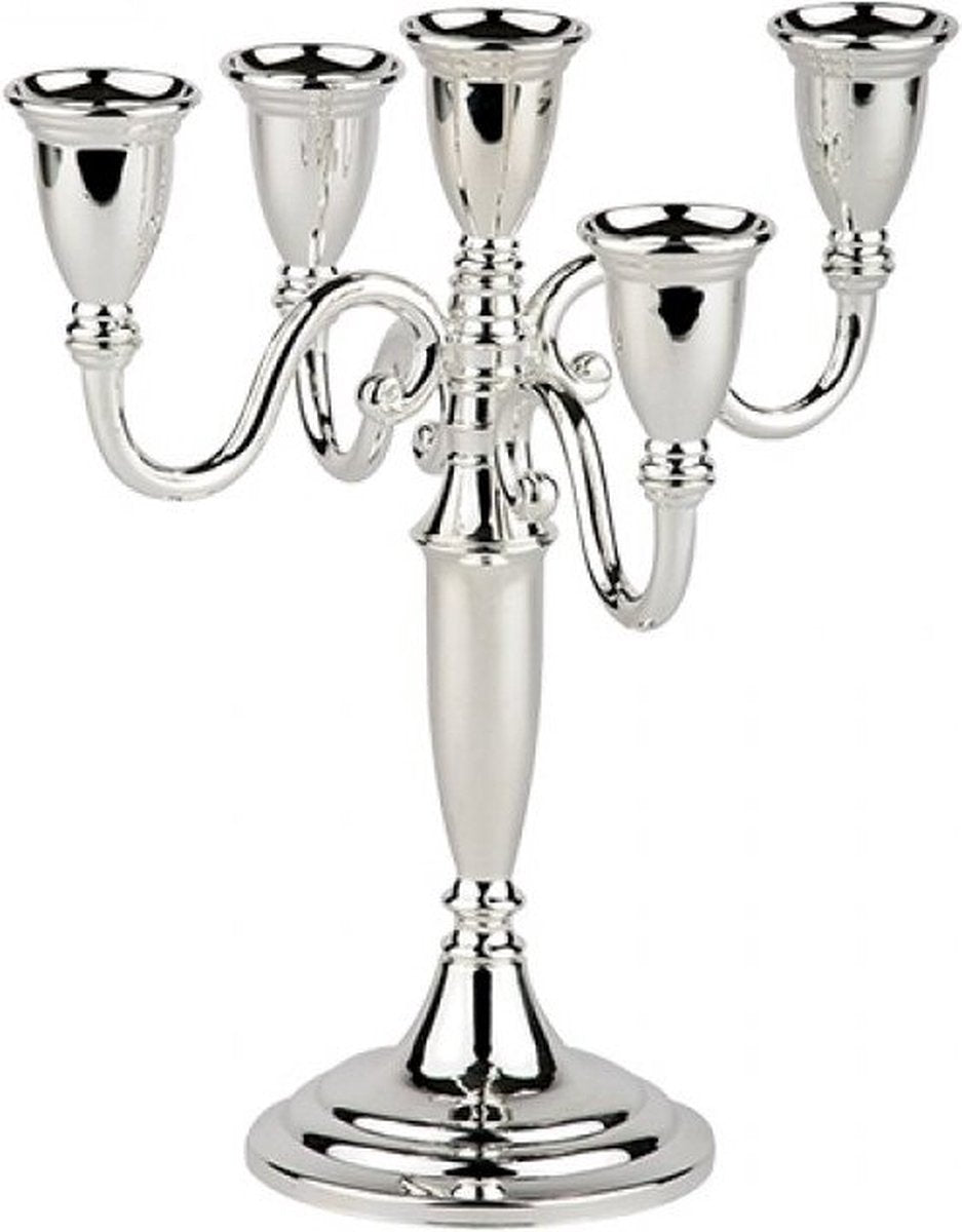 Kandelaar Classic - 5 armen - 22x22x24 cm - Zilver kleurige klassieke kandelaar