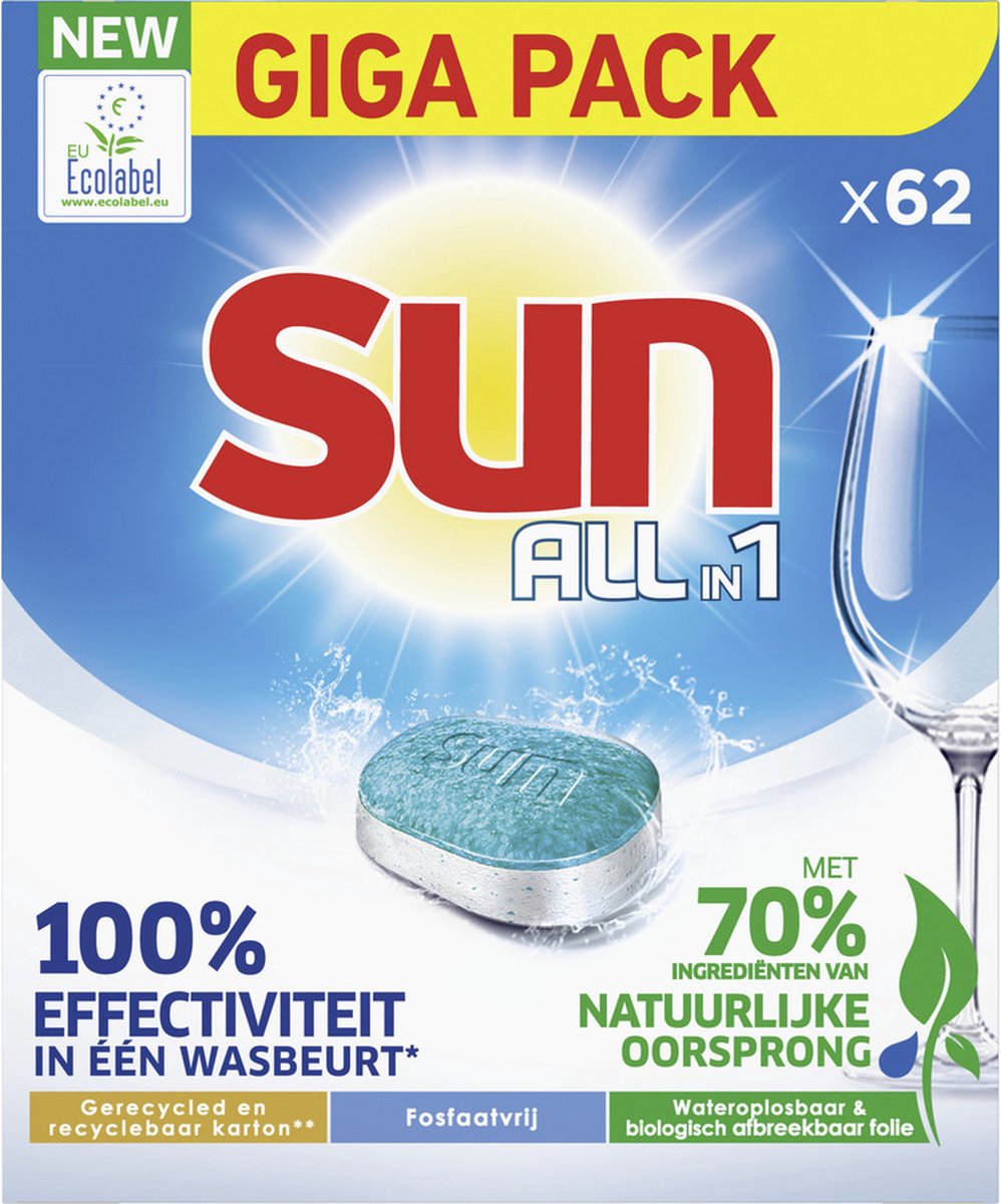 372x Sun All-in-1 Vaatwastabletten - 6x 62 tabletten